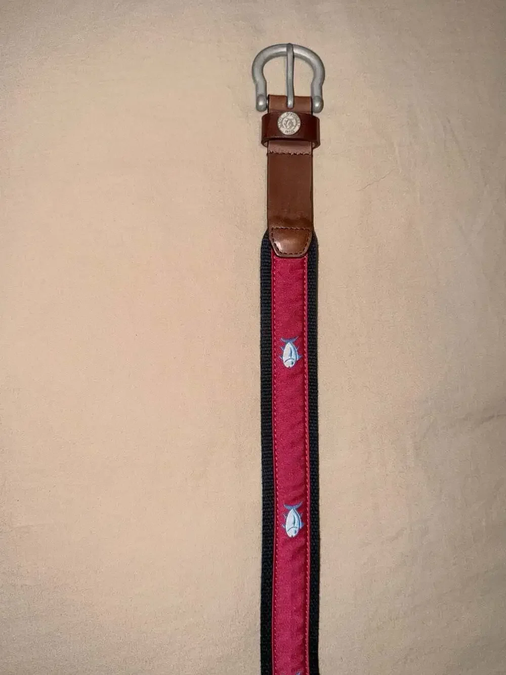 Southern Tide Skipjack Canvas and Leather Belt, Size 30